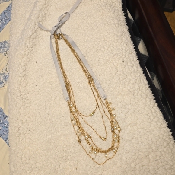NWOT Loft 5 Layer Gold Necklace - Picture 1 of 4